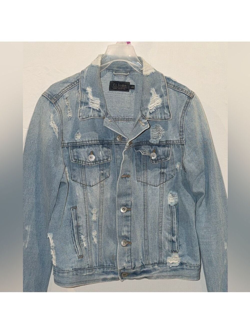 Ci Sono Denim Jean Jacket Distressed Size Large